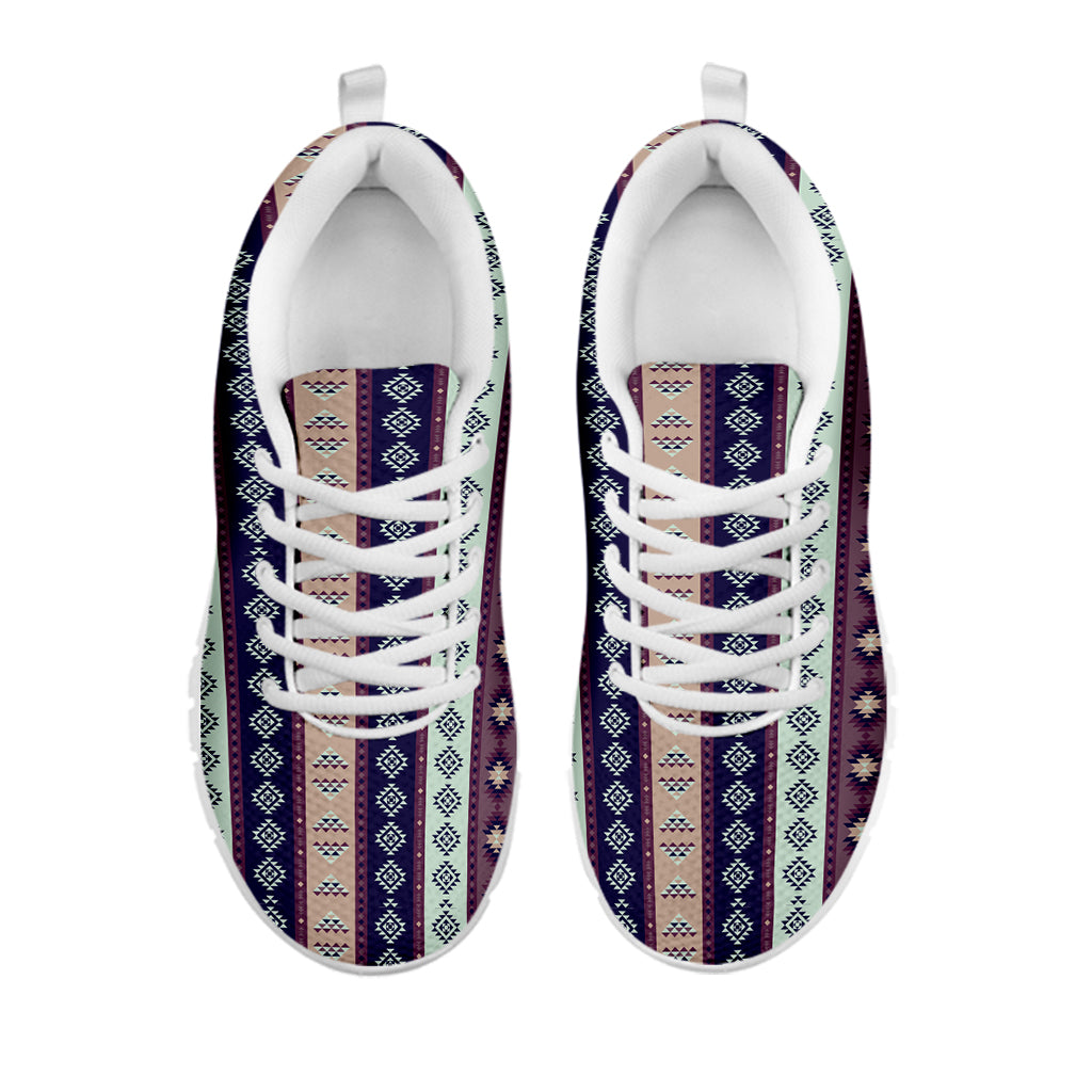 Southwestern Stripe Pattern Print White Sneakers