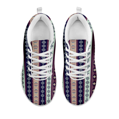 Southwestern Stripe Pattern Print White Sneakers