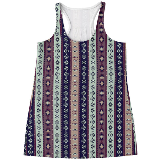 Southwestern Stripe Pattern Print Women's Racerback Tank Top