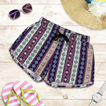 Southwestern Stripe Pattern Print Women's Shorts