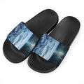 Space And Earth Print Black Slide Sandals