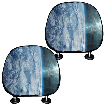 Space And Earth Print Car Headrest Covers