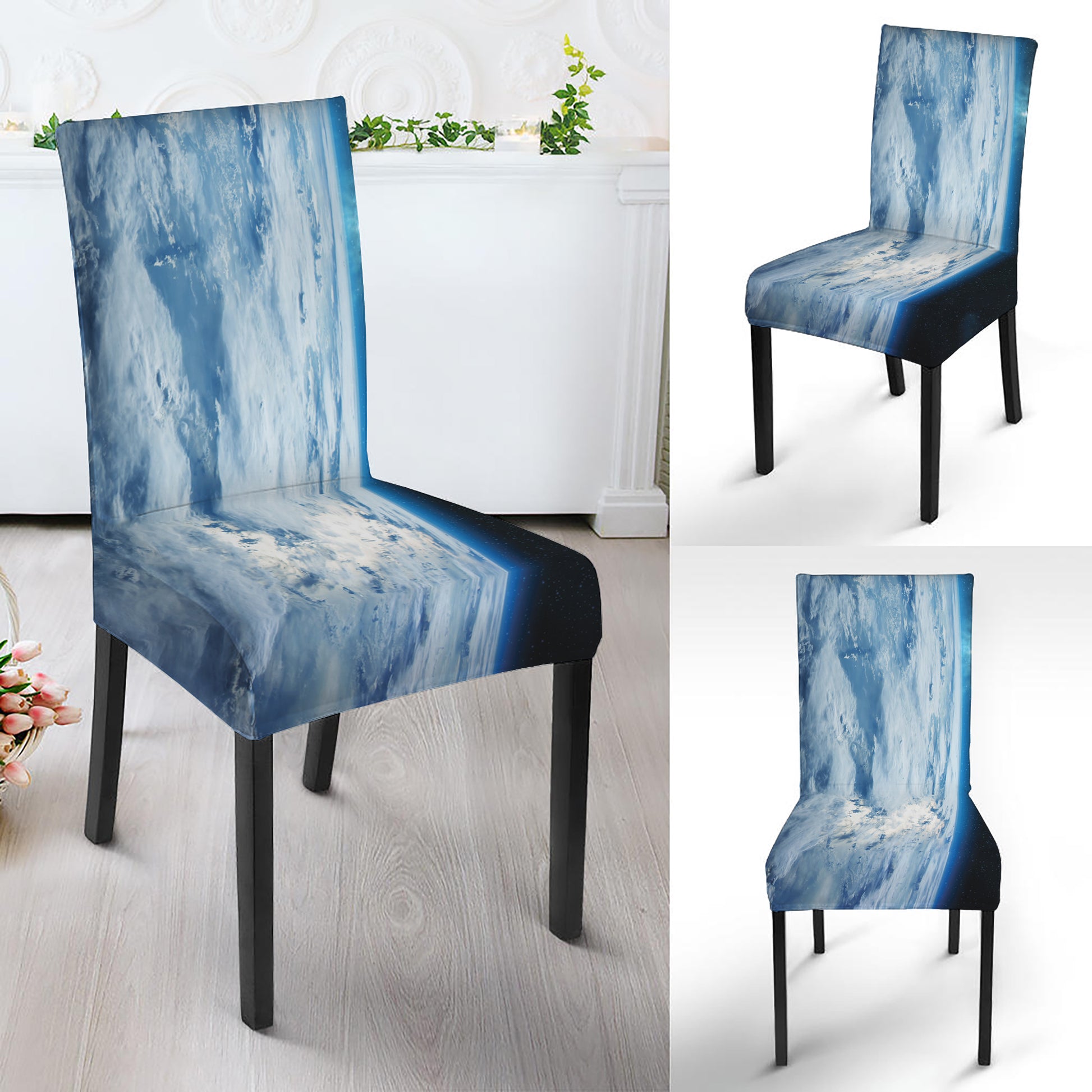 Space And Earth Print Dining Chair Slipcover