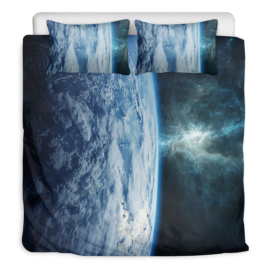 Space And Earth Print Duvet Cover Bedding Set