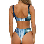 Space And Earth Print Front Bow Tie Bikini