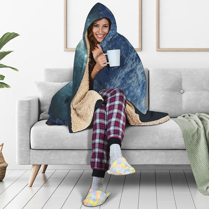 Space And Earth Print Hooded Blanket