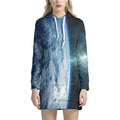 Space And Earth Print Pullover Hoodie Dress
