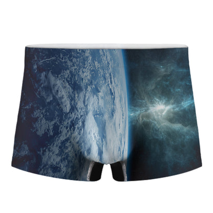 Space And Earth Print Men's Boxer Briefs