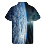 Space And Earth Print Men's Short Sleeve Shirt