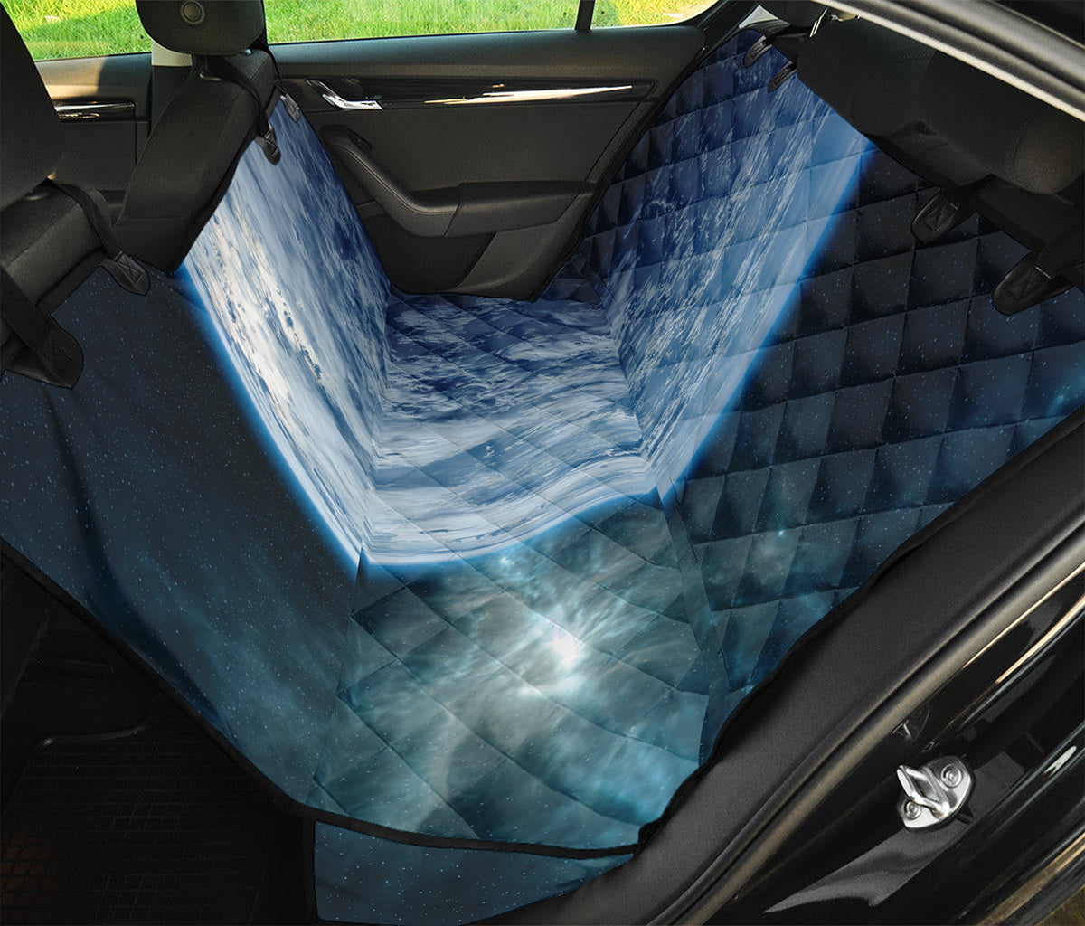 Space And Earth Print Pet Car Back Seat Cover