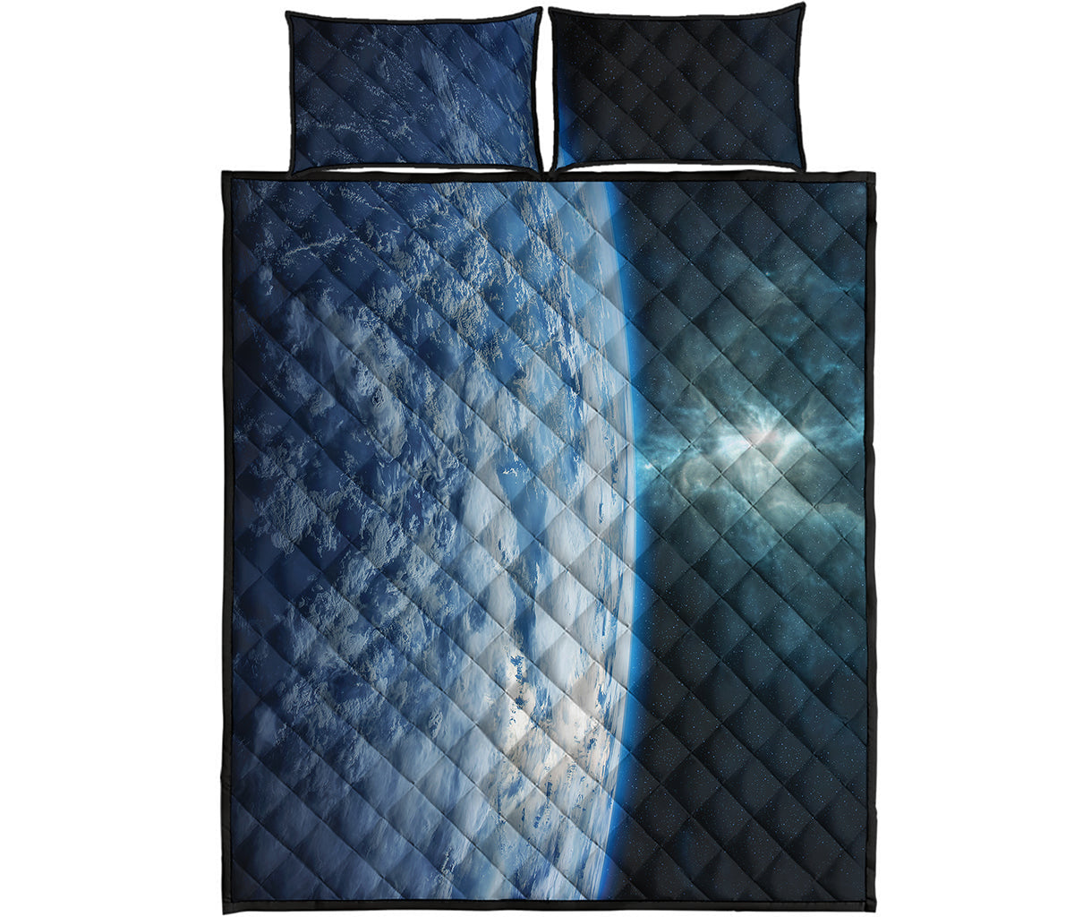 Space And Earth Print Quilt Bed Set