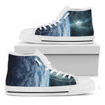 Space And Earth Print White High Top Shoes