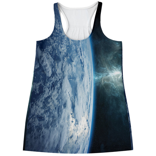 Space And Earth Print Women's Racerback Tank Top
