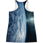 Space And Earth Print Women's Racerback Tank Top