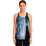 Space And Earth Print Women's Racerback Tank Top