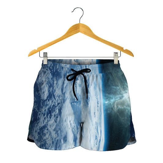 Space And Earth Print Women's Shorts