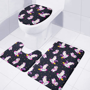 Space Astronaut Unicorn Pattern Print 3 Piece Bath Mat Set