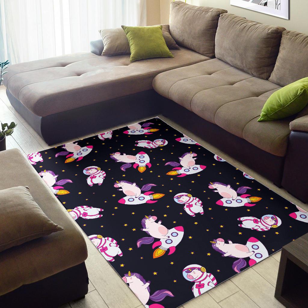 Space Astronaut Unicorn Pattern Print Area Rug GearFrost