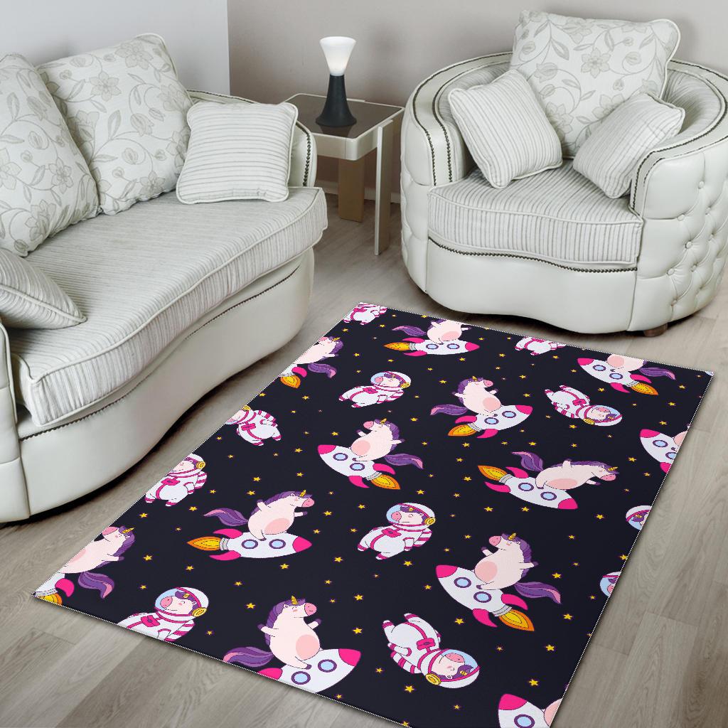 Space Astronaut Unicorn Pattern Print Area Rug GearFrost