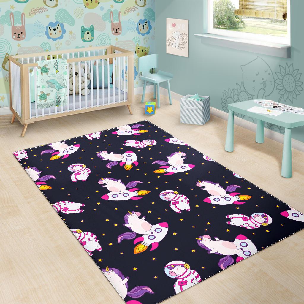 Space Astronaut Unicorn Pattern Print Area Rug GearFrost