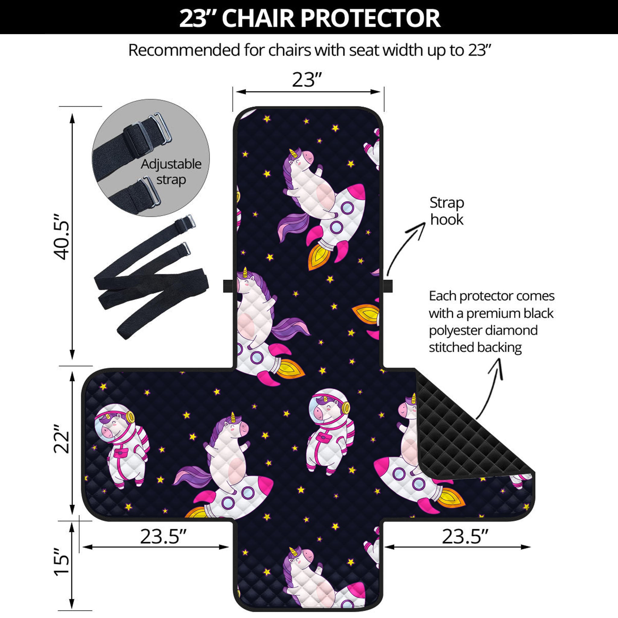 Space Astronaut Unicorn Pattern Print Armchair Protector