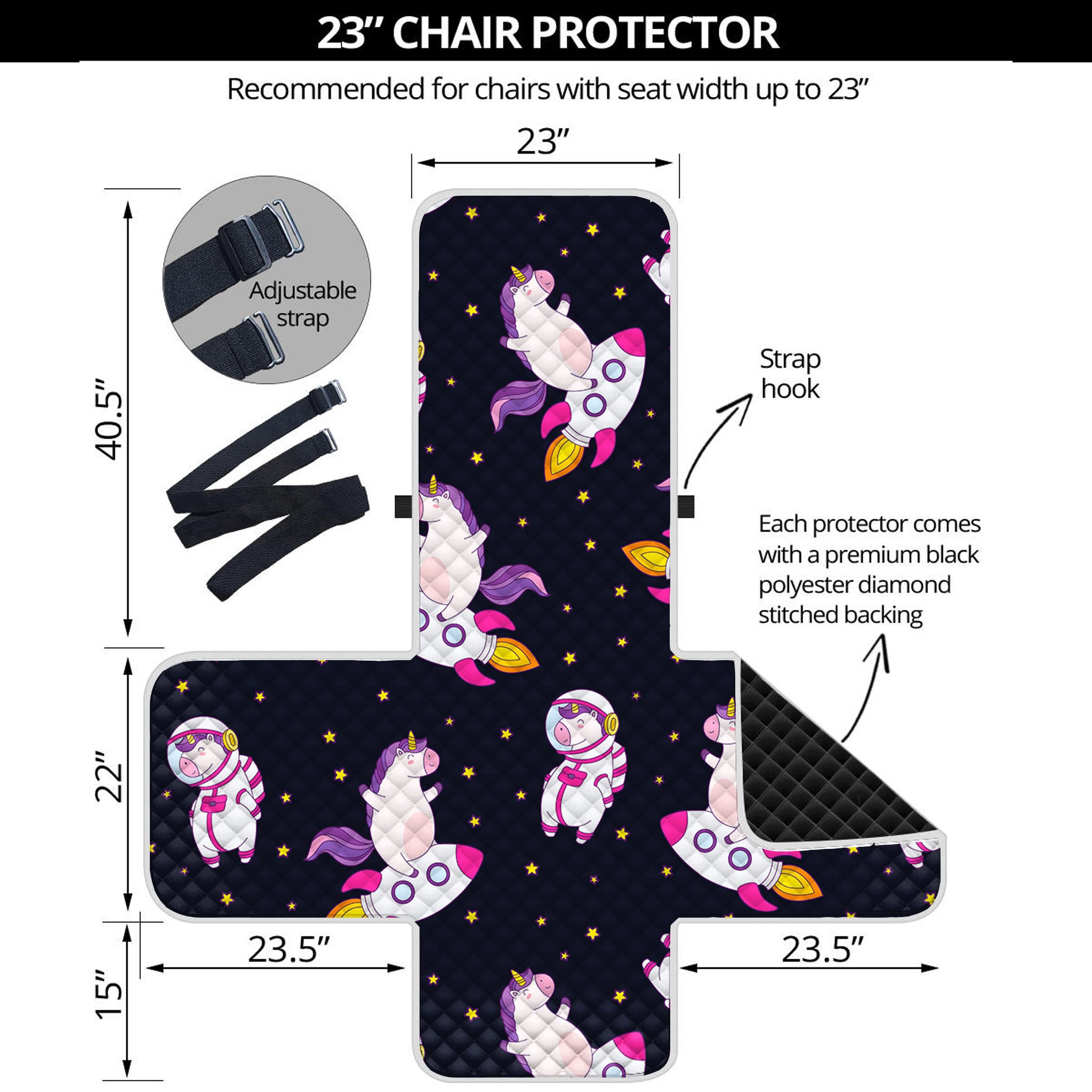 Space Astronaut Unicorn Pattern Print Armchair Protector