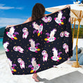 Space Astronaut Unicorn Pattern Print Beach Sarong Wrap