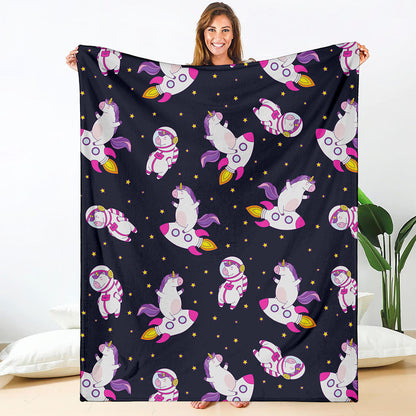 Space Astronaut Unicorn Pattern Print Blanket