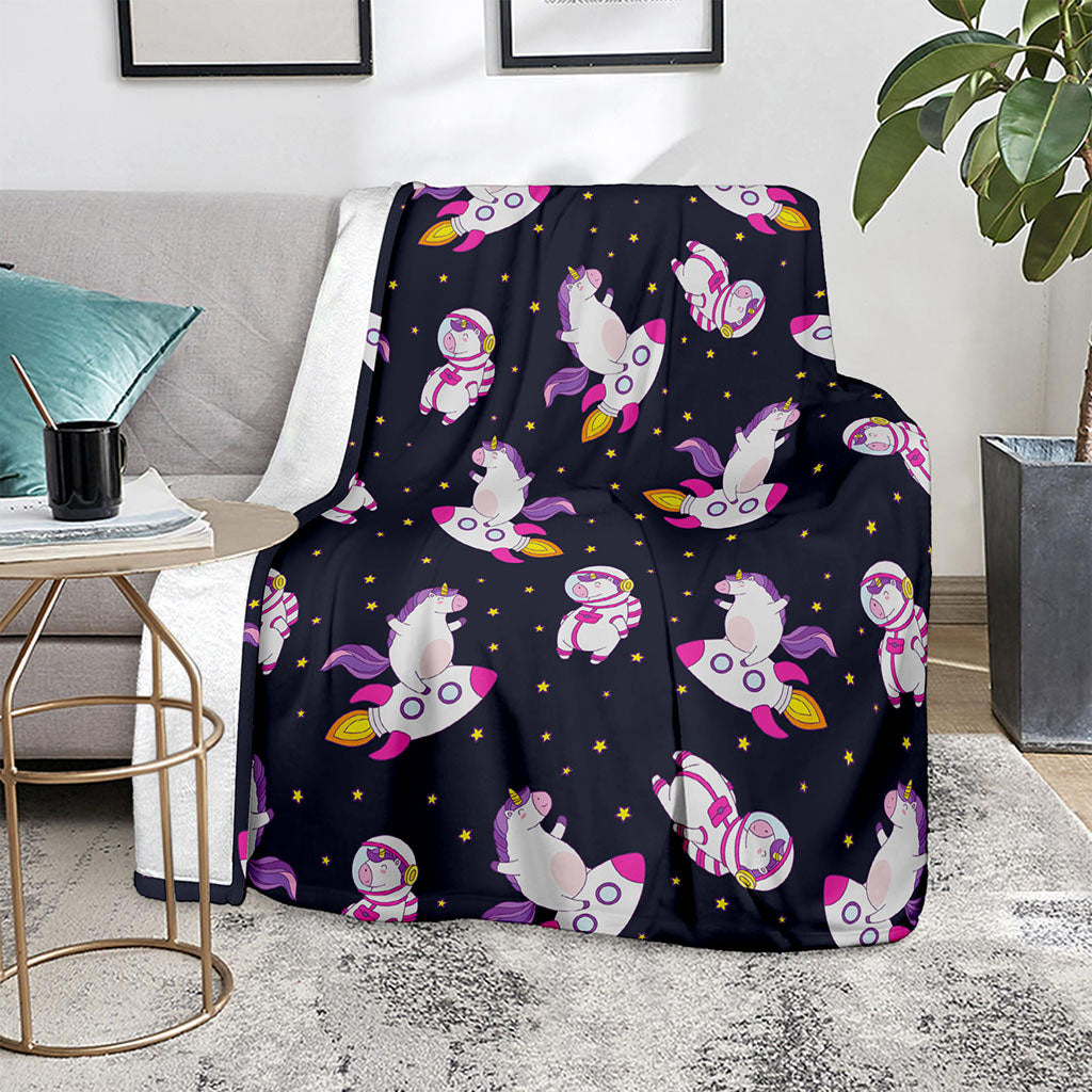 Space Astronaut Unicorn Pattern Print Blanket