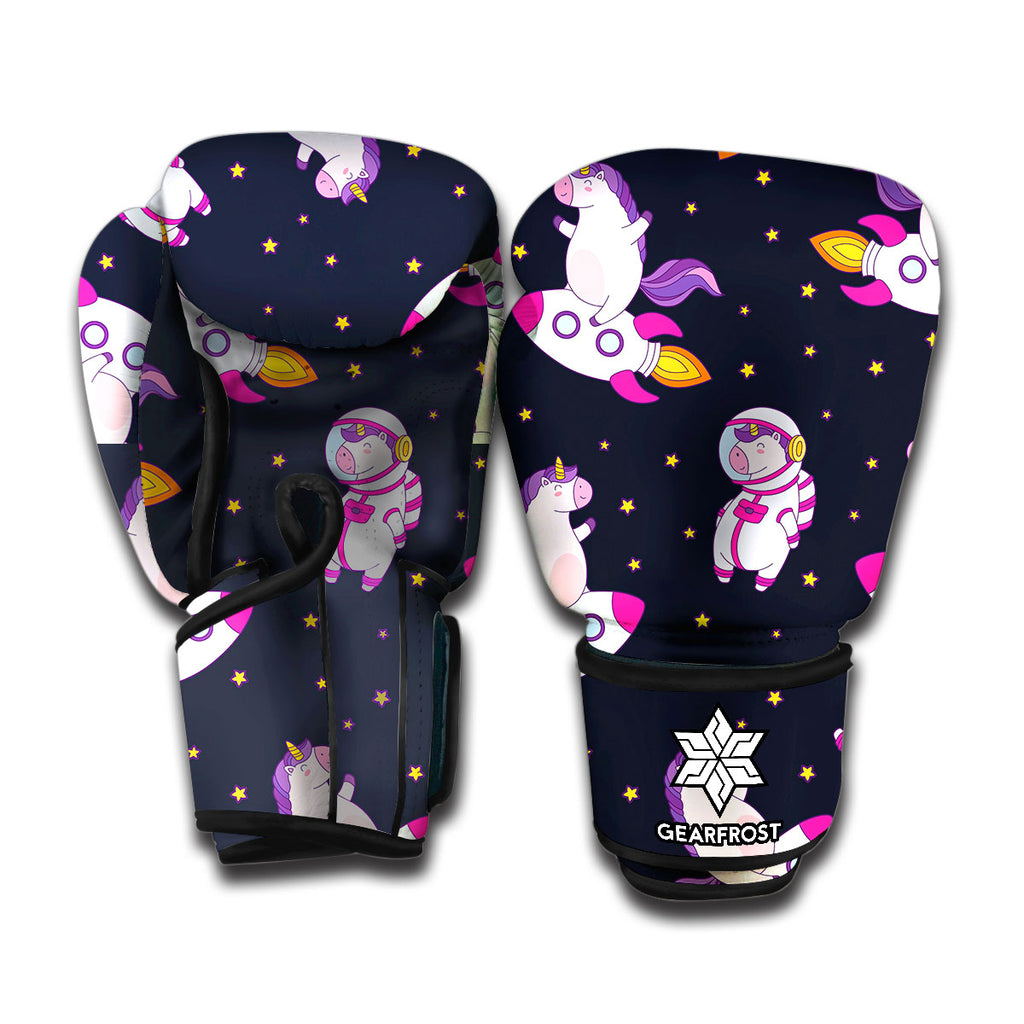 Space Astronaut Unicorn Pattern Print Boxing Gloves