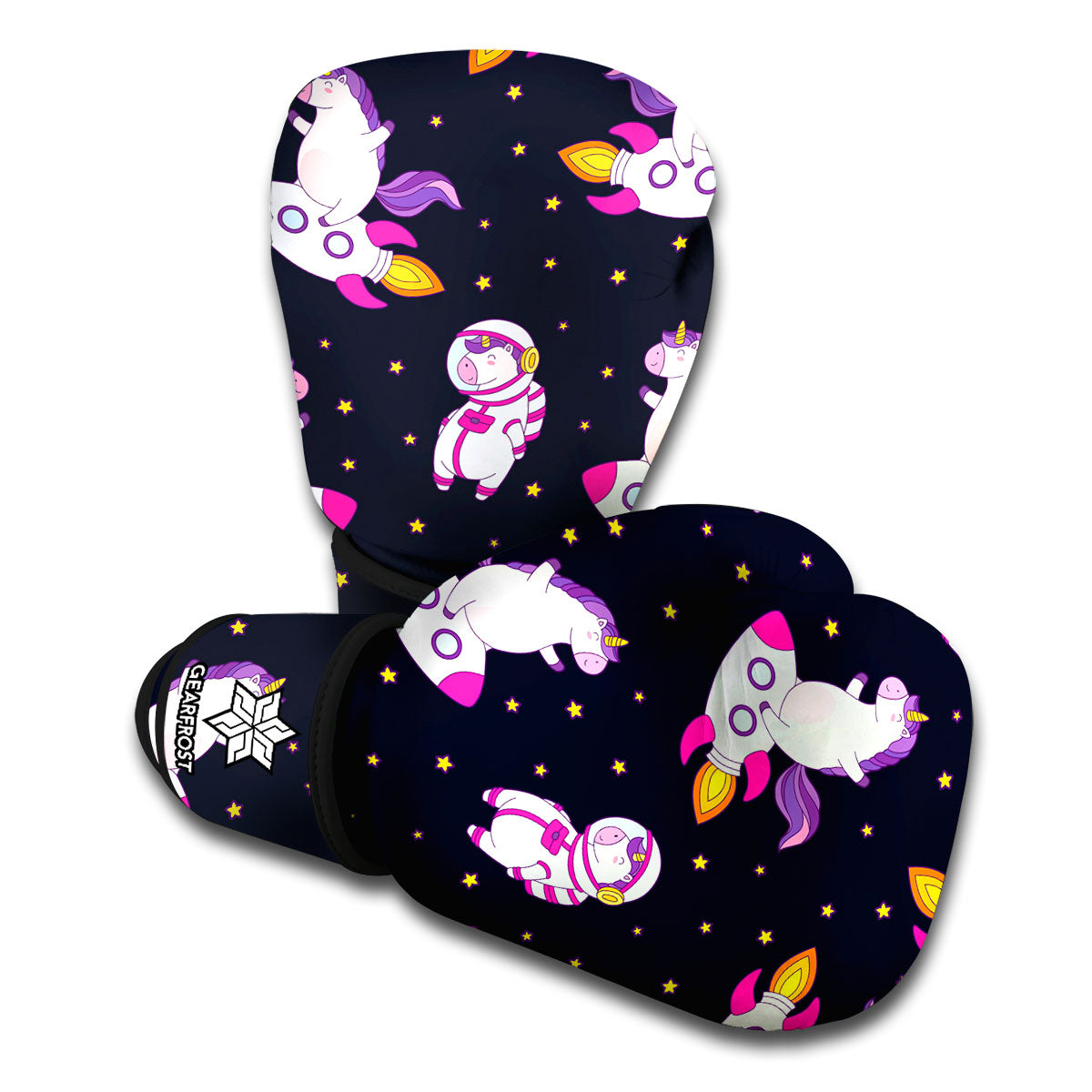 Space Astronaut Unicorn Pattern Print Boxing Gloves