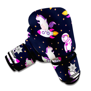 Space Astronaut Unicorn Pattern Print Boxing Gloves