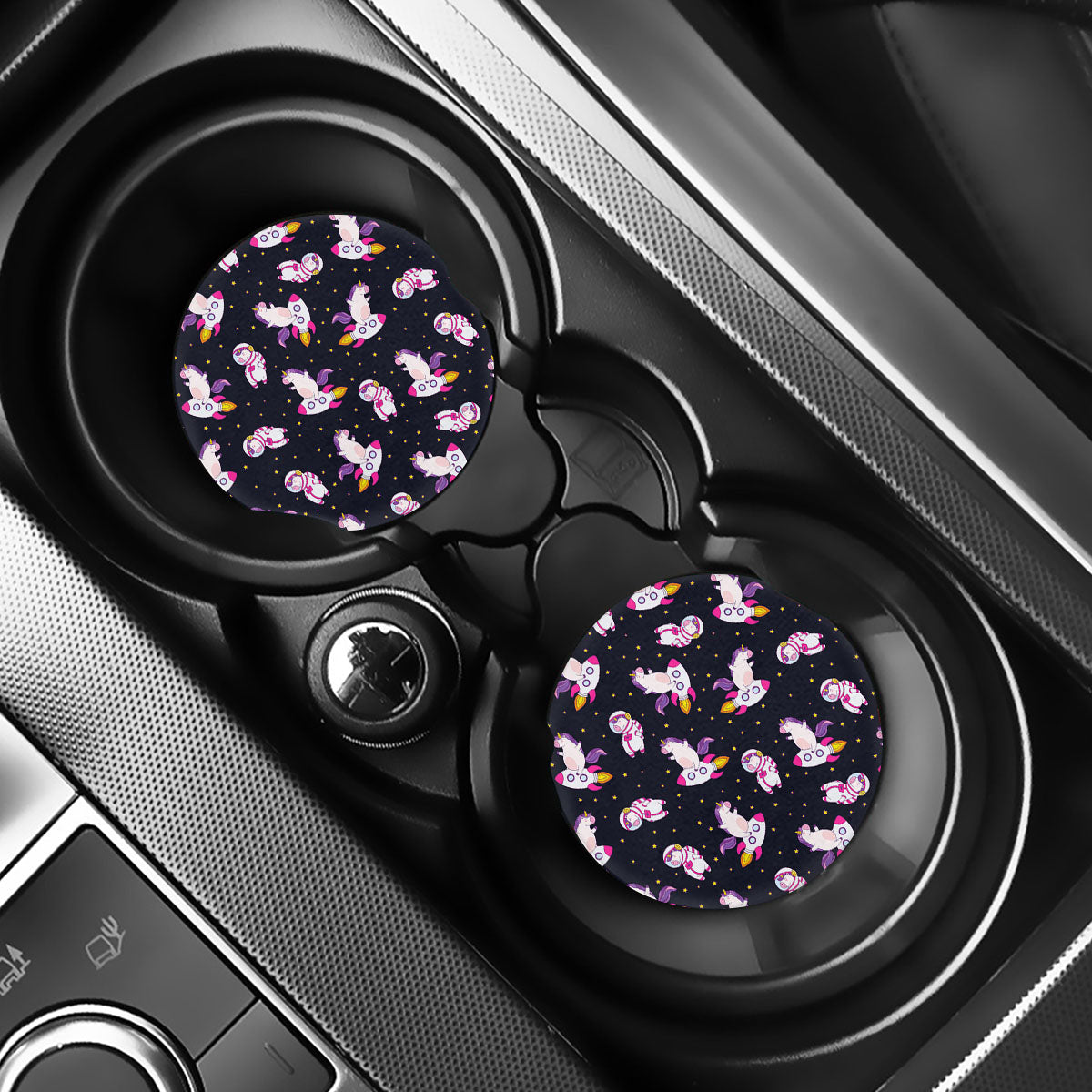 Space Astronaut Unicorn Pattern Print Car Coasters