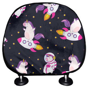 Space Astronaut Unicorn Pattern Print Car Headrest Covers