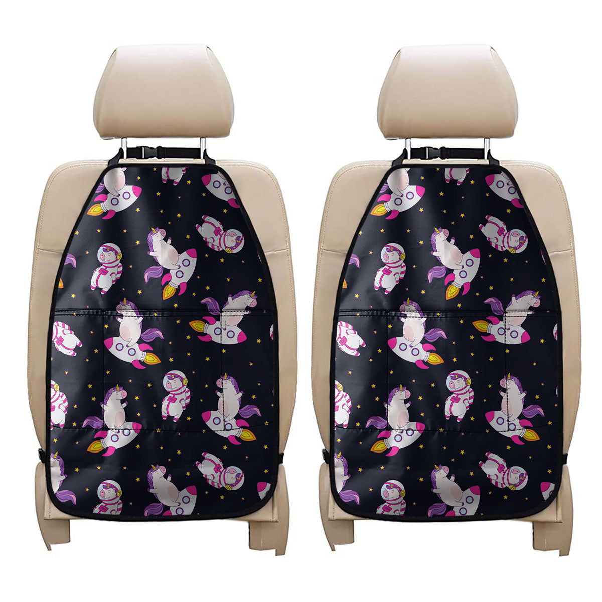 Space Astronaut Unicorn Pattern Print Car Seat Organizers