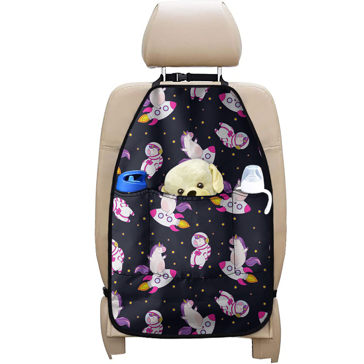 Space Astronaut Unicorn Pattern Print Car Seat Organizers