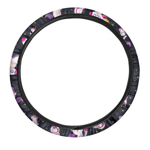 Space Astronaut Unicorn Pattern Print Car Steering Wheel Cover