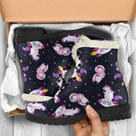 Space Astronaut Unicorn Pattern Print Comfy Boots GearFrost