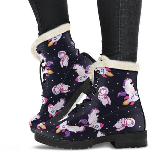 Space Astronaut Unicorn Pattern Print Comfy Boots GearFrost