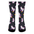 Space Astronaut Unicorn Pattern Print Crew Socks