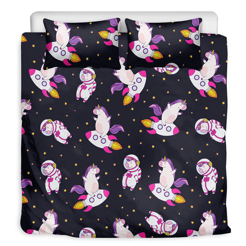 Space Astronaut Unicorn Pattern Print Duvet Cover Bedding Set