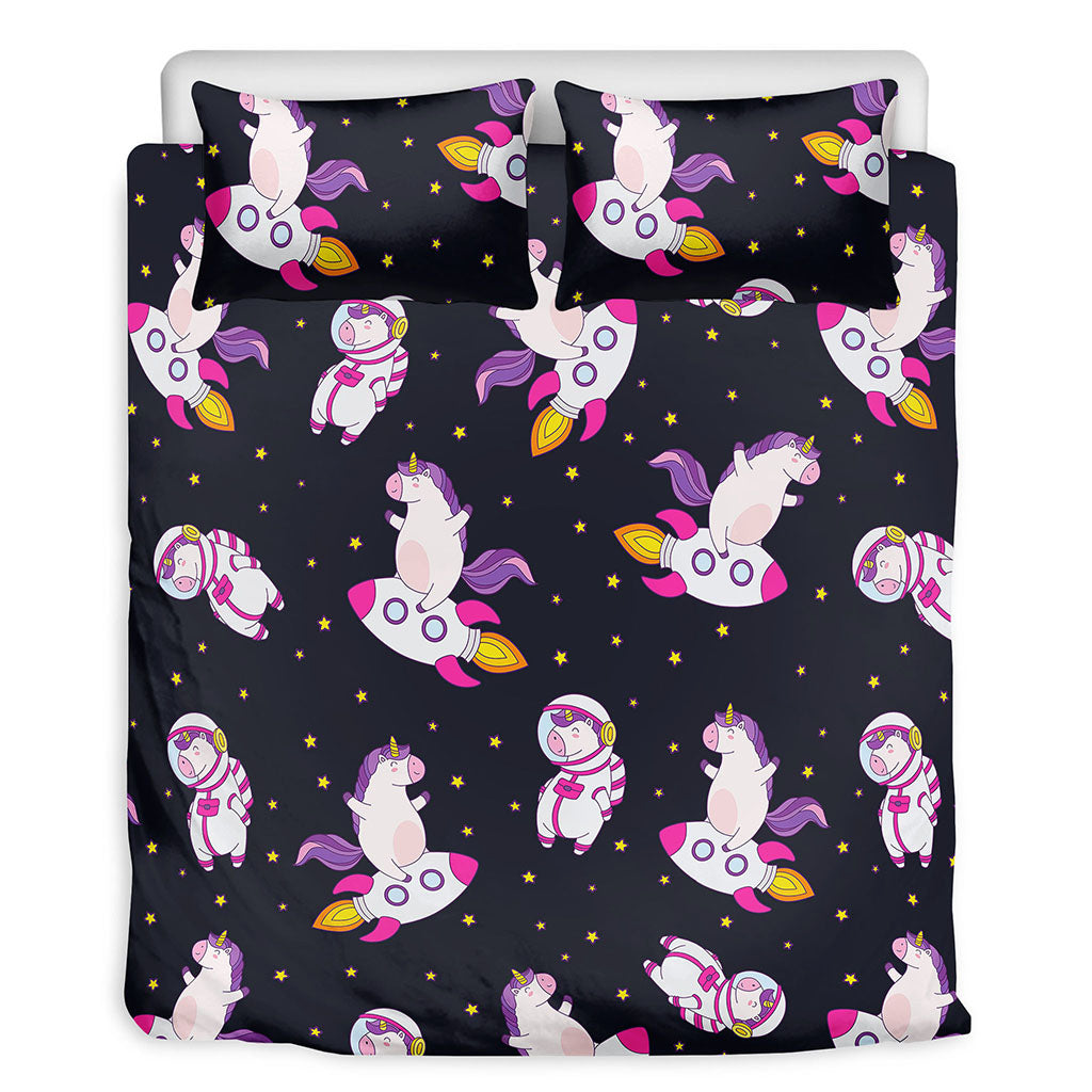 Space Astronaut Unicorn Pattern Print Duvet Cover Bedding Set