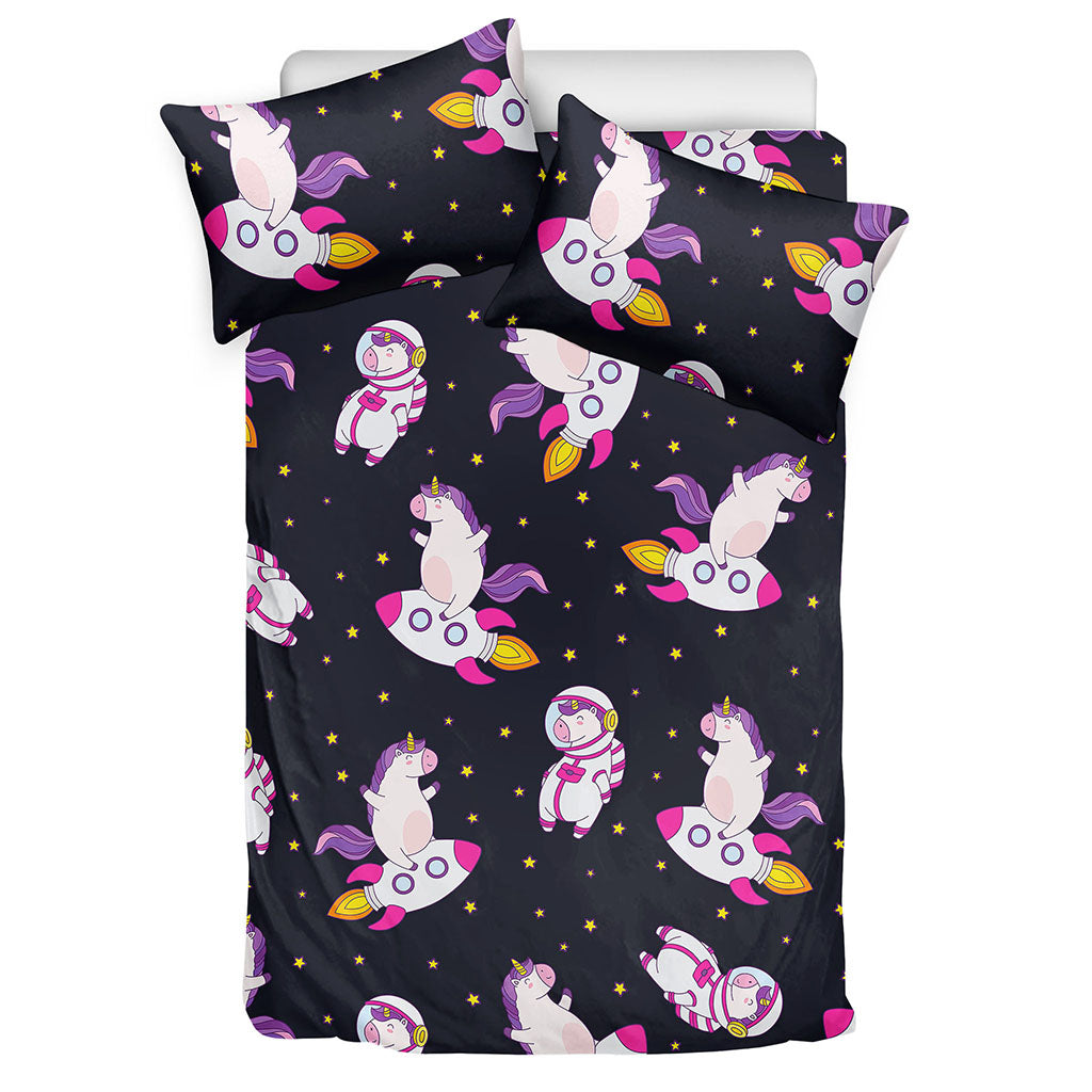 Space Astronaut Unicorn Pattern Print Duvet Cover Bedding Set