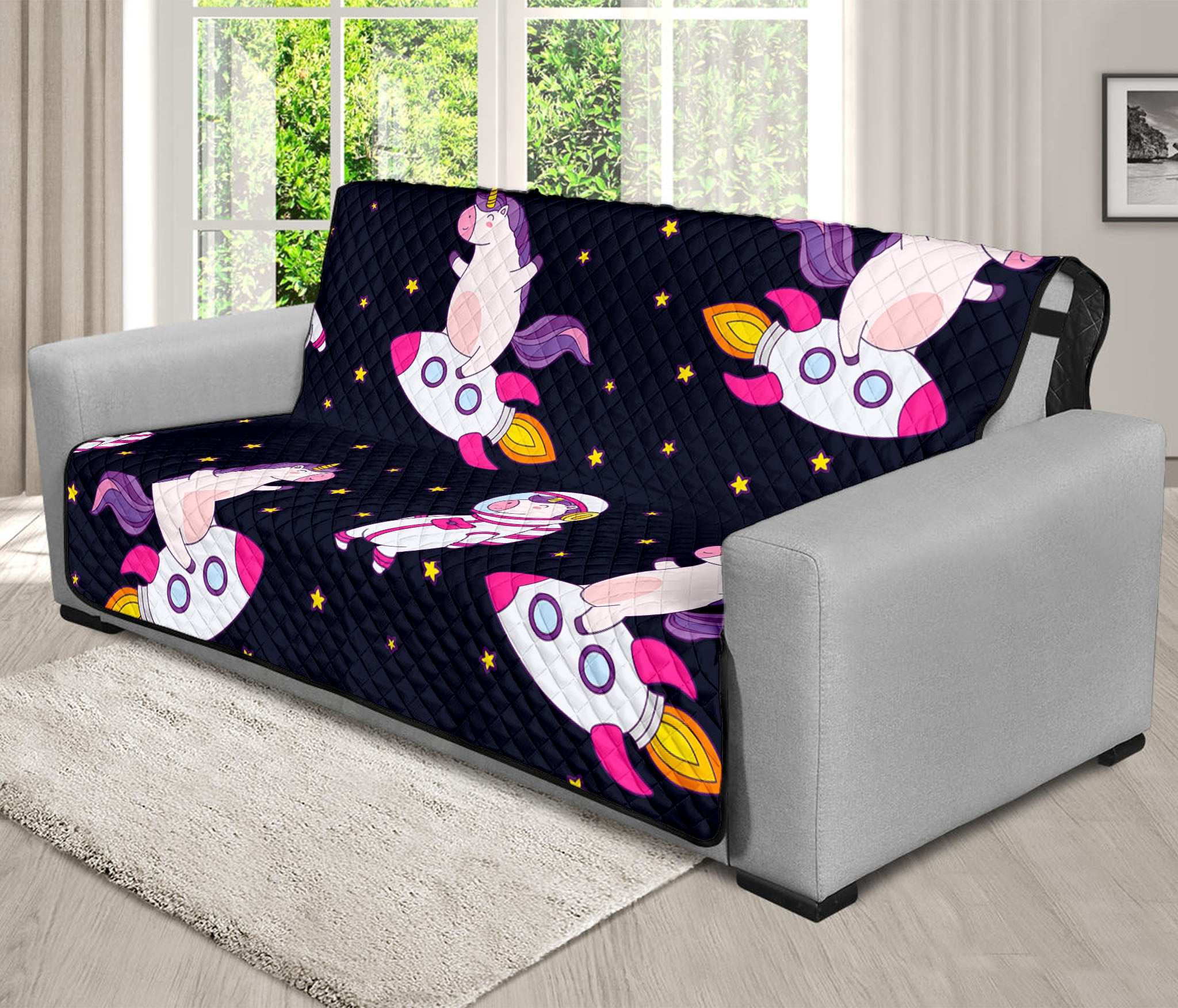 Space Astronaut Unicorn Pattern Print Futon Protector