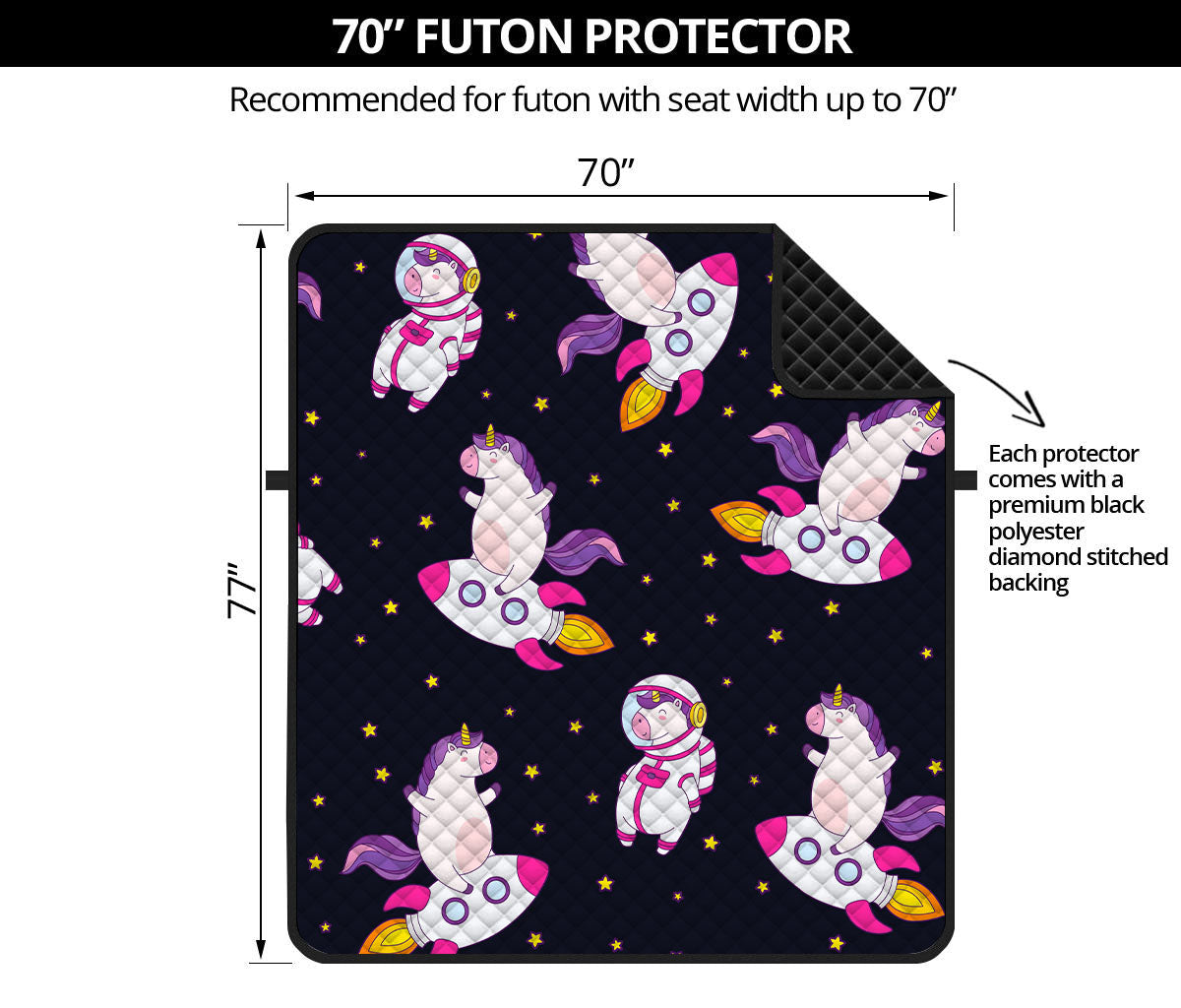 Space Astronaut Unicorn Pattern Print Futon Protector