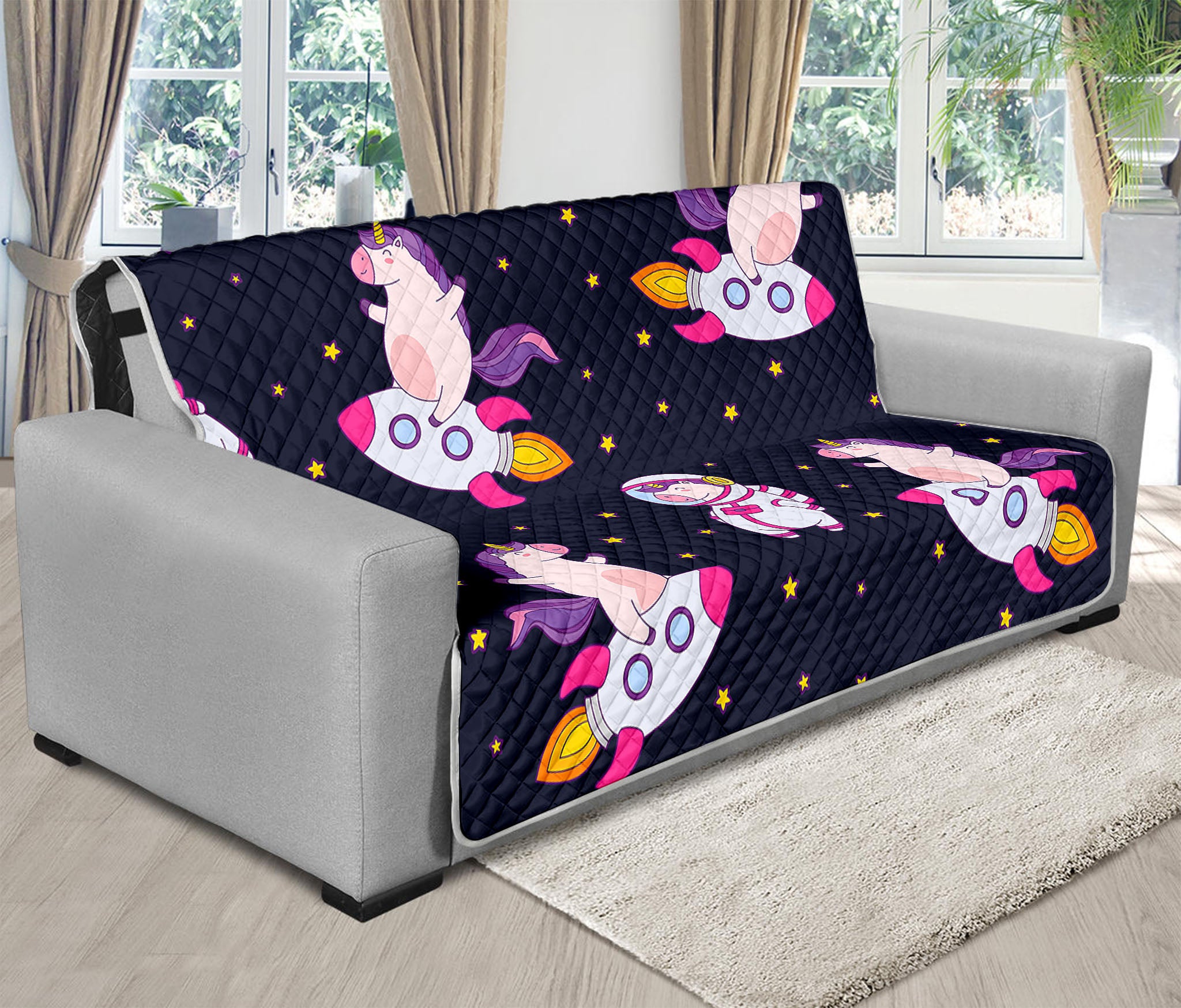 Space Astronaut Unicorn Pattern Print Futon Protector