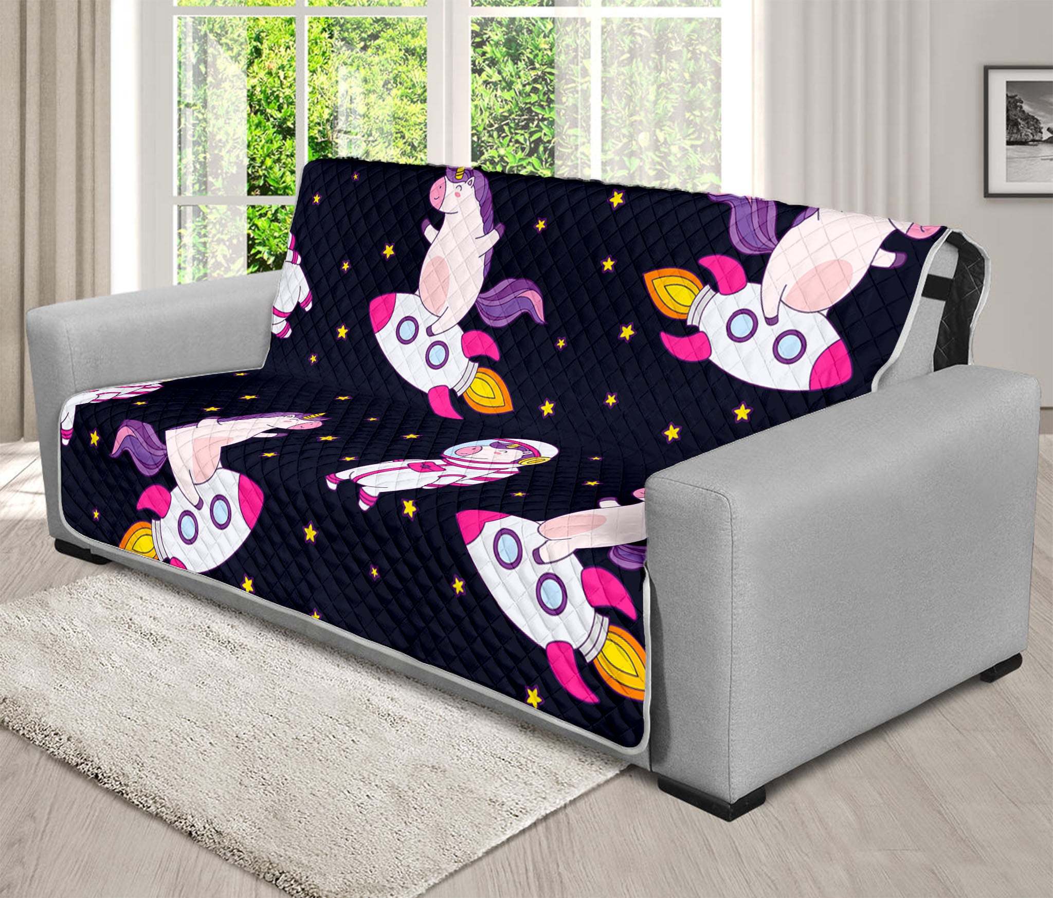 Space Astronaut Unicorn Pattern Print Futon Protector