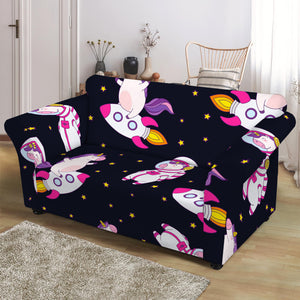 Space Astronaut Unicorn Pattern Print Loveseat Slipcover