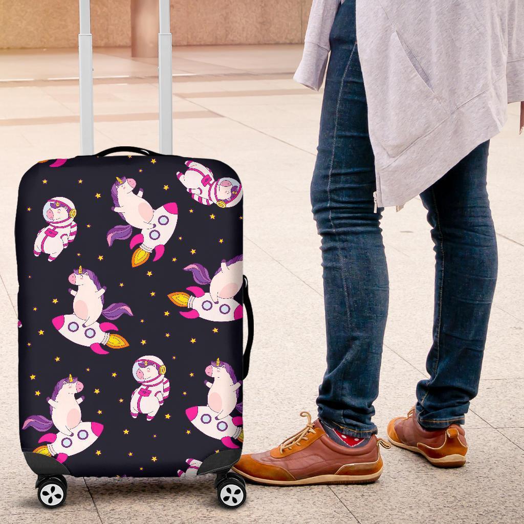 Space Astronaut Unicorn Pattern Print Luggage Cover GearFrost