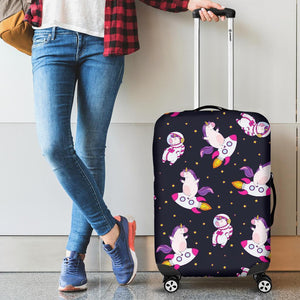 Space Astronaut Unicorn Pattern Print Luggage Cover GearFrost